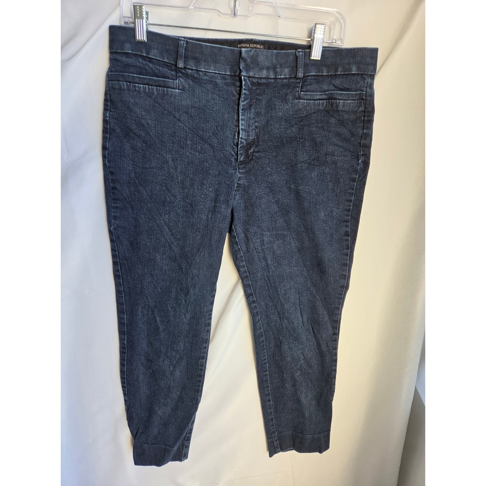 Banana Republic Sloan Crop Jeans Womens Blue Dark Wash Slim Mid Rise